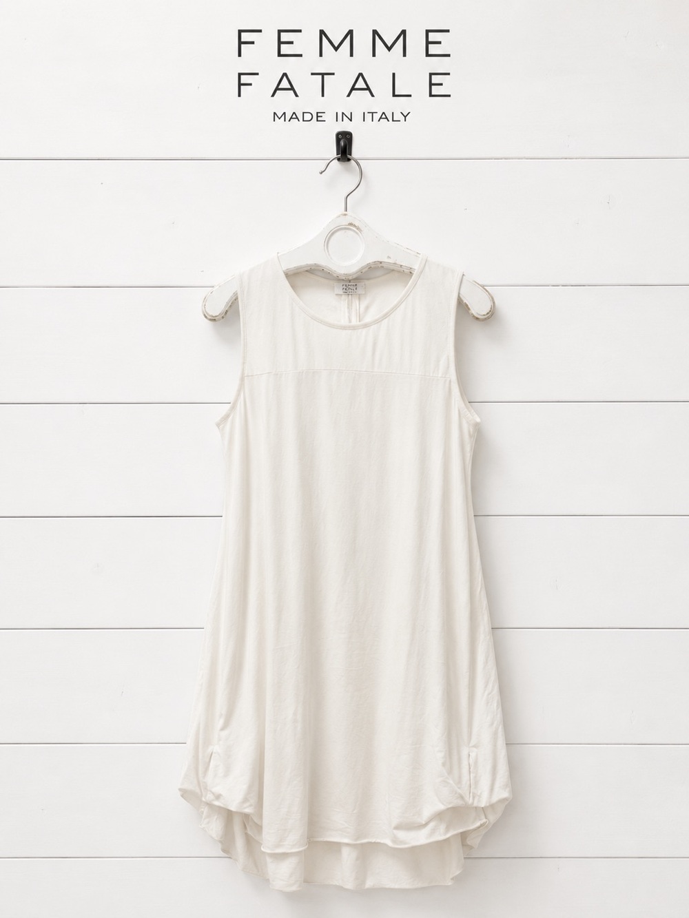 FEMME FATALE Made in Italy Ivory Sleeveless Tunic Dress Size M